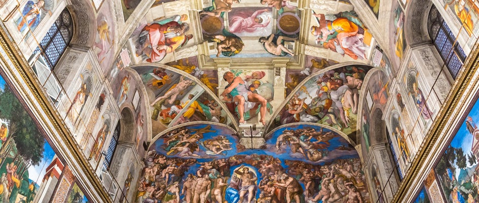 Các mái vòm và bức tranh trên trần nhà nguyện Sistine của Michelangelo